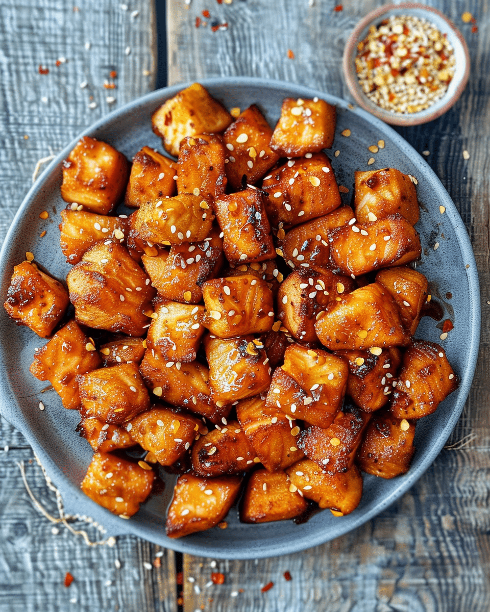Air Fryer Honey Gochujang Salmon Bites