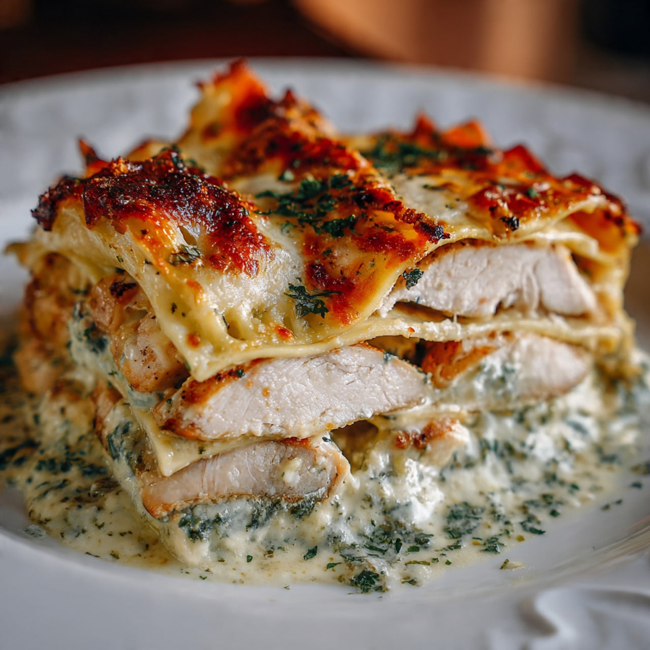 Blue Lasagna with Cordone Chicken