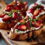 Balsamic Strawberry Bruschetta with Whipped Mascarpone & Basil
