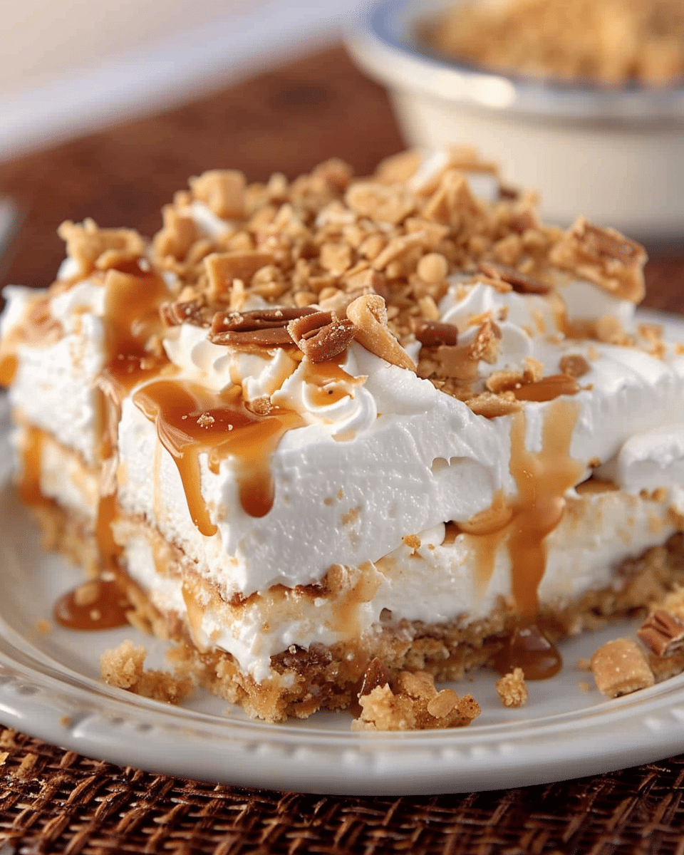Caramel Heath Bar Poke Cake