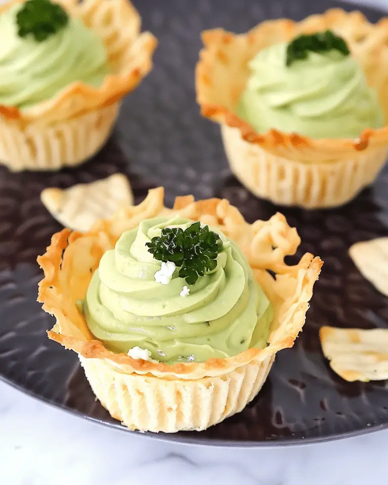 Cheddar Cups with Avocado Feta Mousse