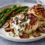 Cheesy Garlic Butter Mushroom Stuffed Chicken