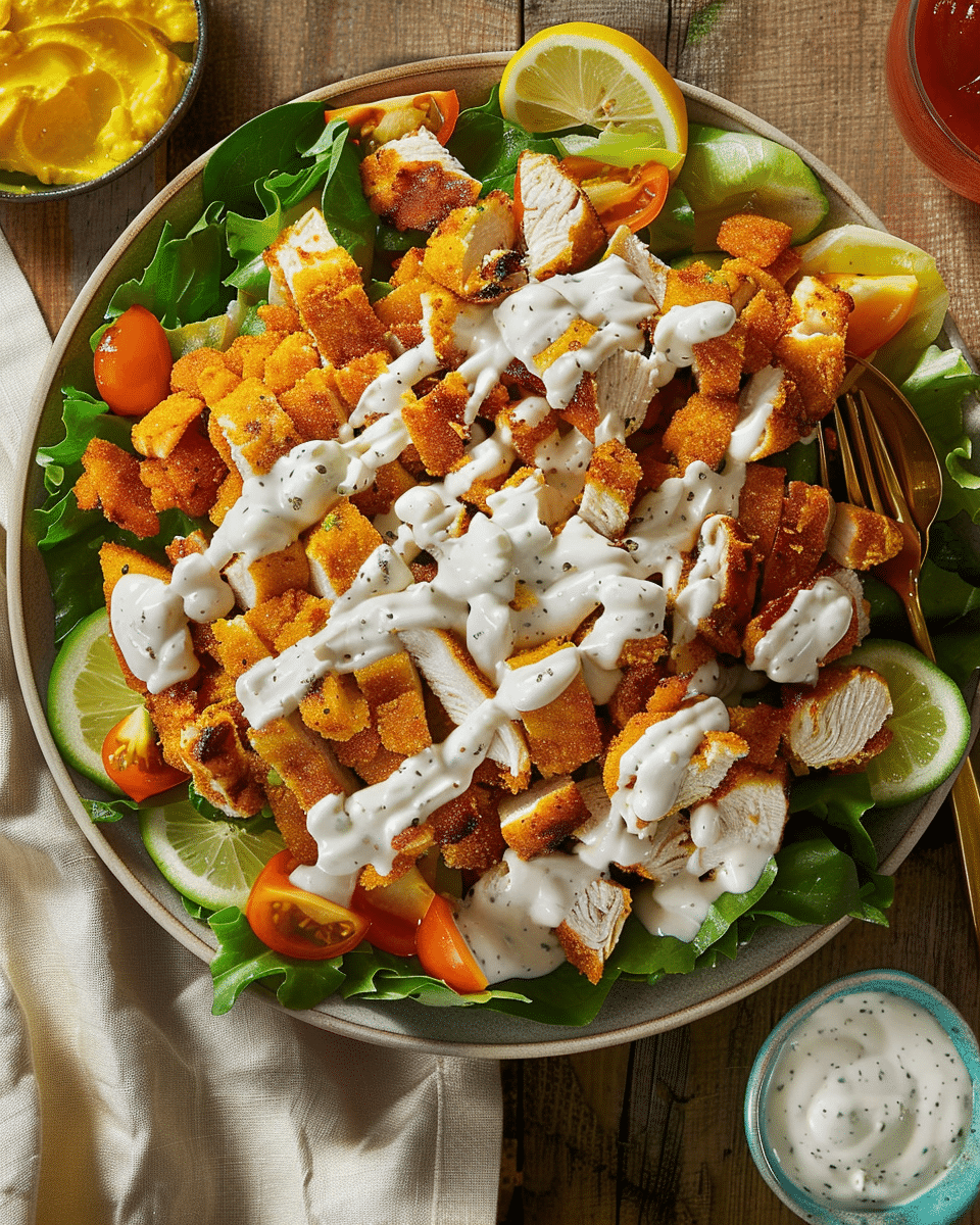 Chicken Shawarma Crispy Rice Salad with Lemon-Tahini Dressing