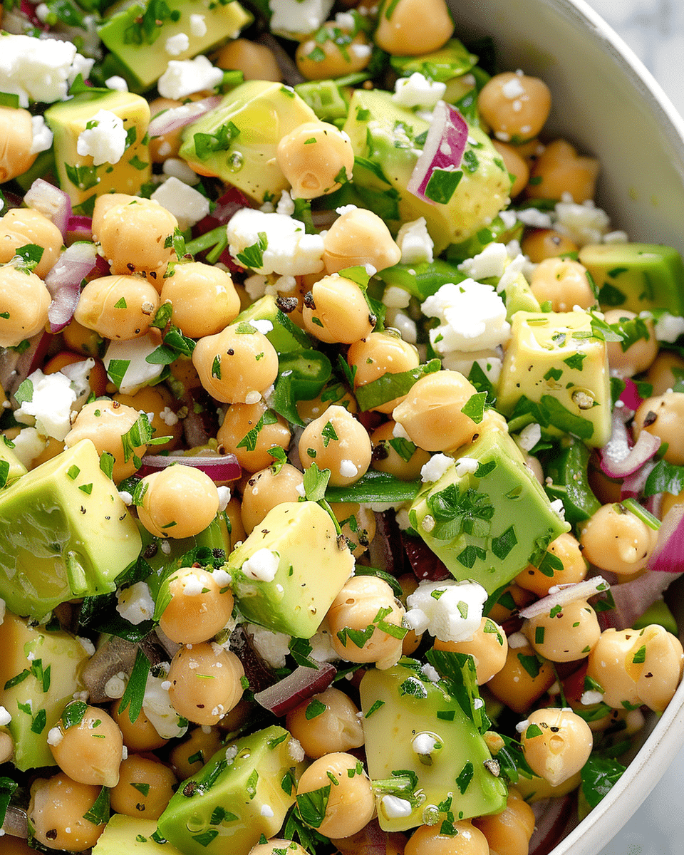 Chickpea Feta Avocado Salad