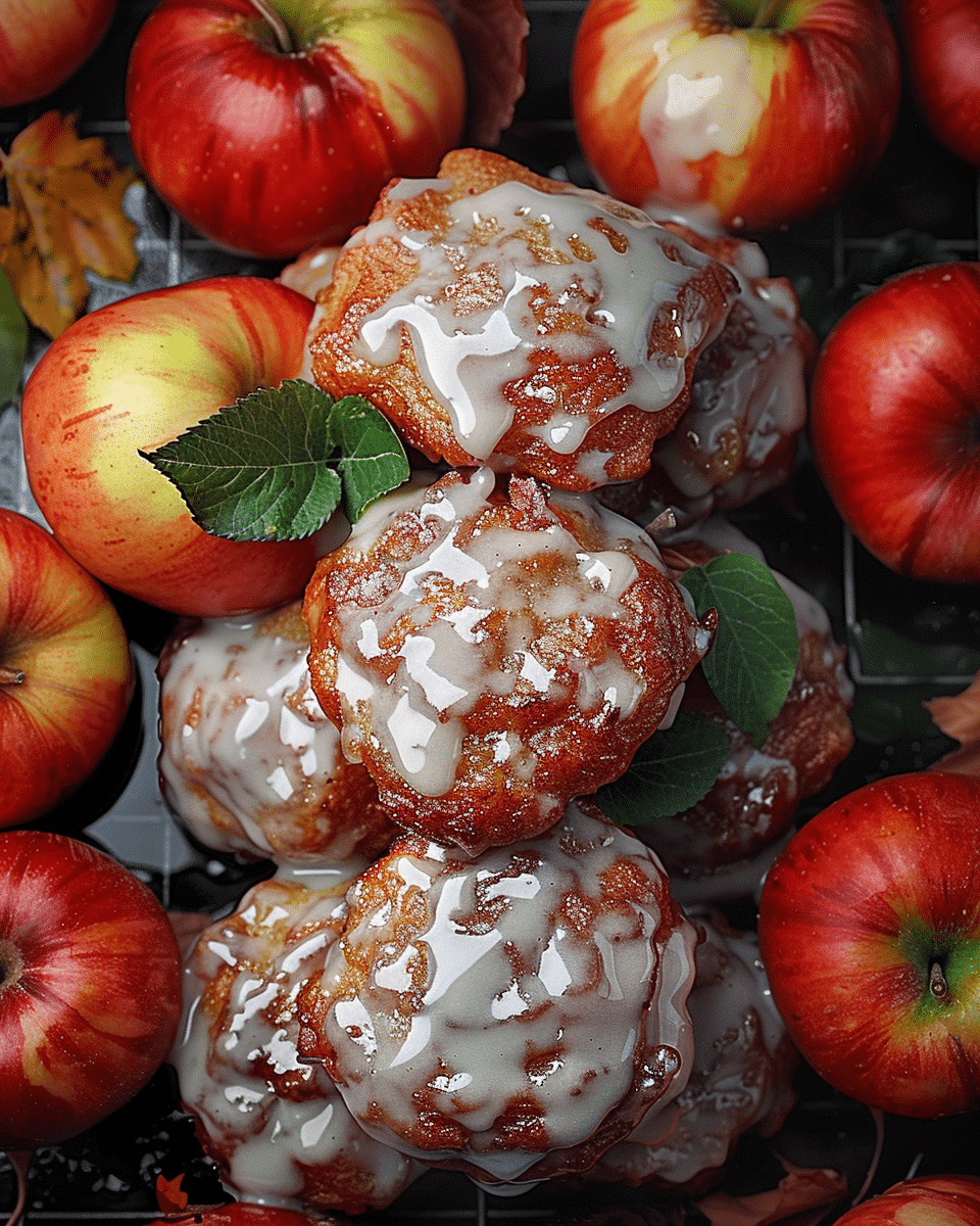 Cinnamon Glazed Apple Fritter Bites with Cider Glaze