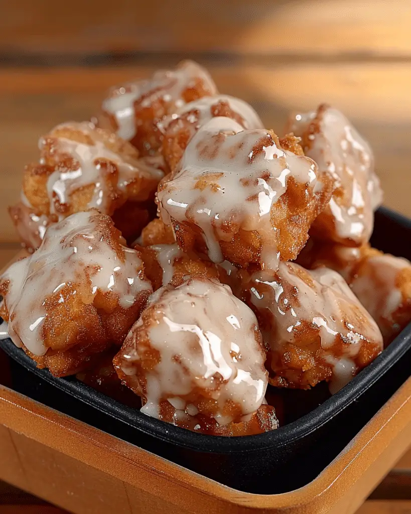 Cinnamon Glazed Apple Fritter Bites with Cider Glaze