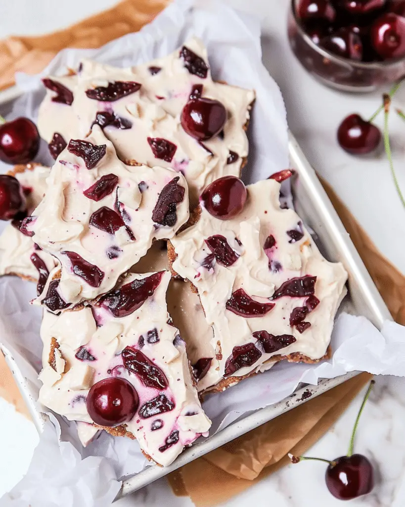 Creamy Cherry Float Frozen Yogurt Bark