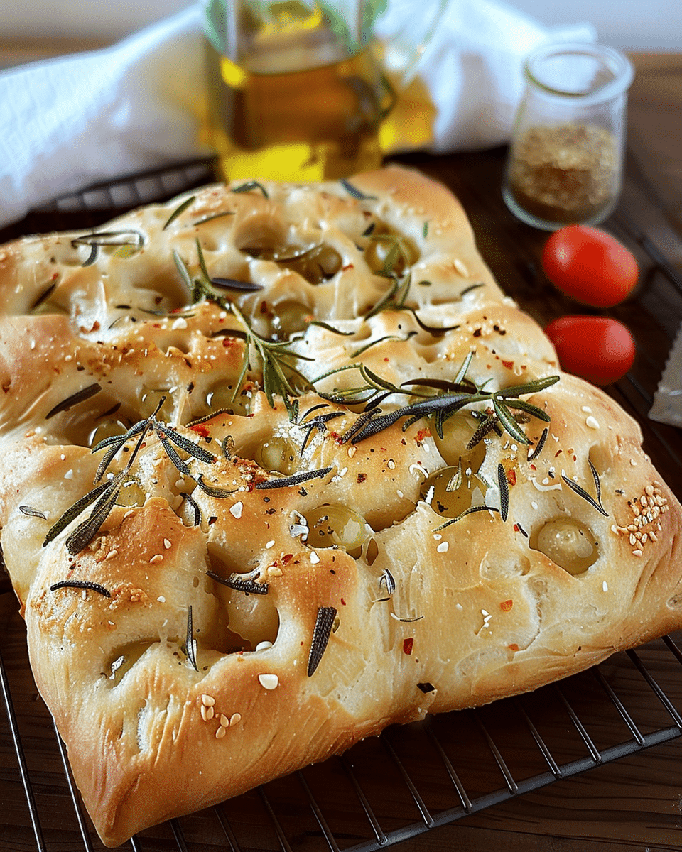 Focaccia Bread with Big Bubbles and Pissaladière-Style Toppings