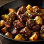 Garlic Butter Steak with Yukon Potatoes in Cast Iron