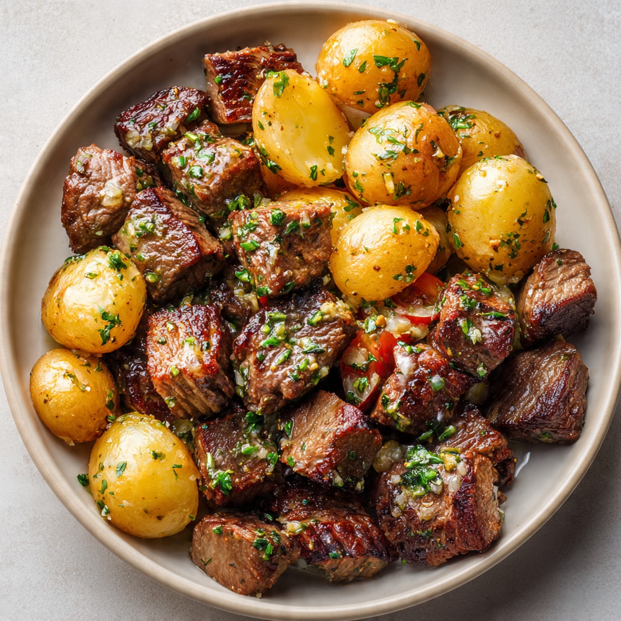 Garlic Butter Steak with Yukon Potatoes in Cast Iron