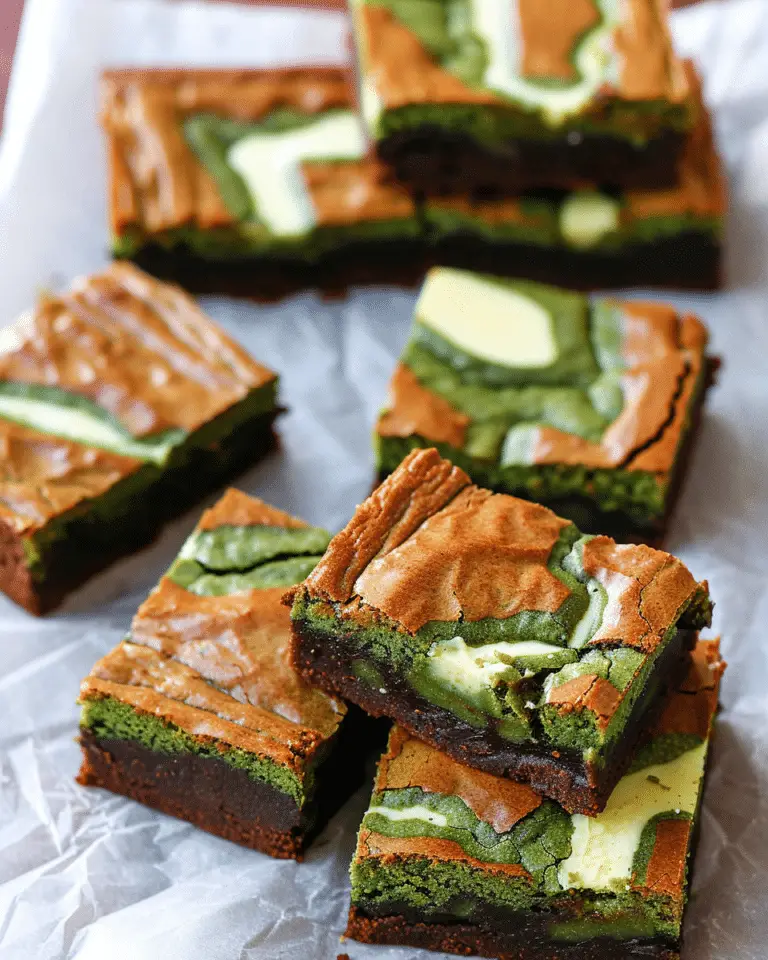 Gluten-Free White Chocolate Matcha Brownies with Tahini Swirl