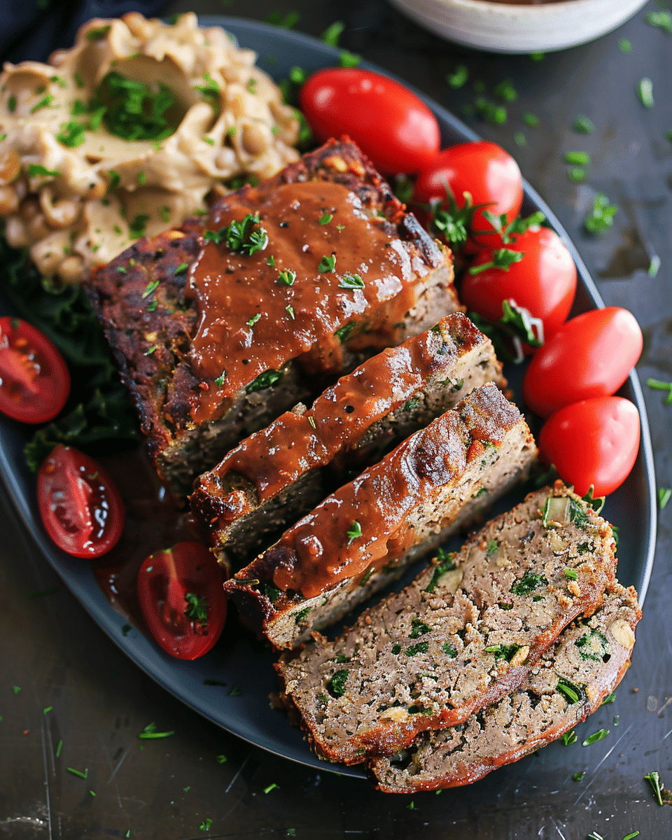 Indian Spiced Chickpea Meatloaf with Butter Sauce Gravy