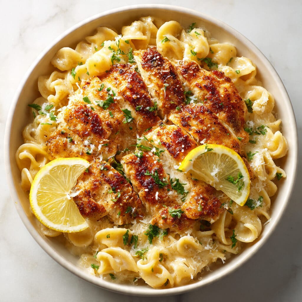 Lemon Garlic Butter Chicken with Creamy Parmesan Pasta
