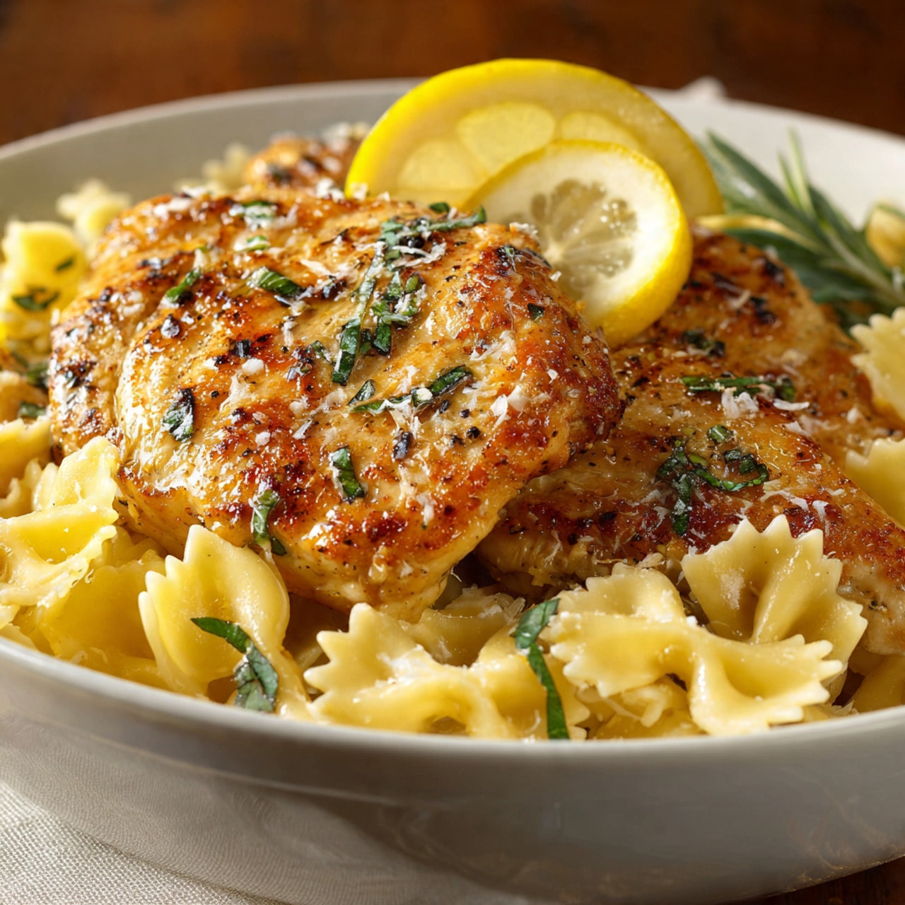 Lemon Garlic Butter Chicken with Creamy Parmesan Pasta