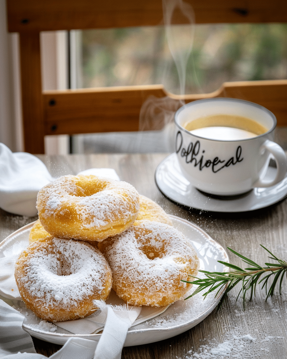 Lemon Rosemary Olive Oil Cake Donuts