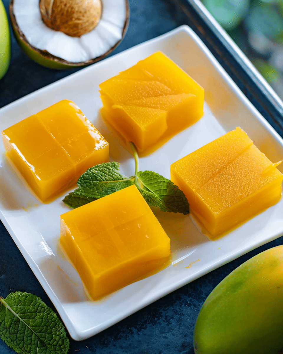 Mango Coconut Jelly Cubes