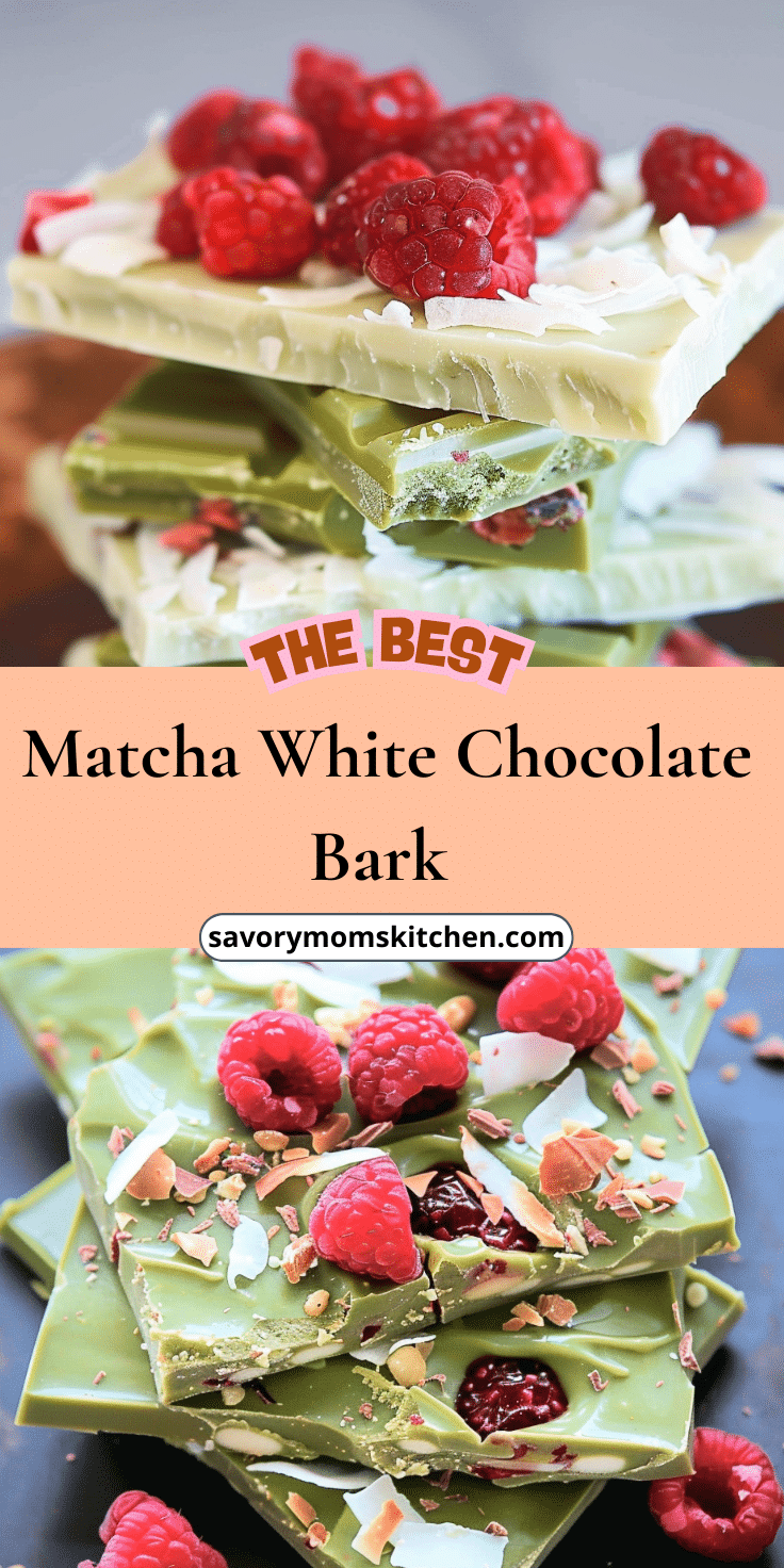 Matcha White Chocolate Bark with Coconut and Raspberries | Savory Mom ...