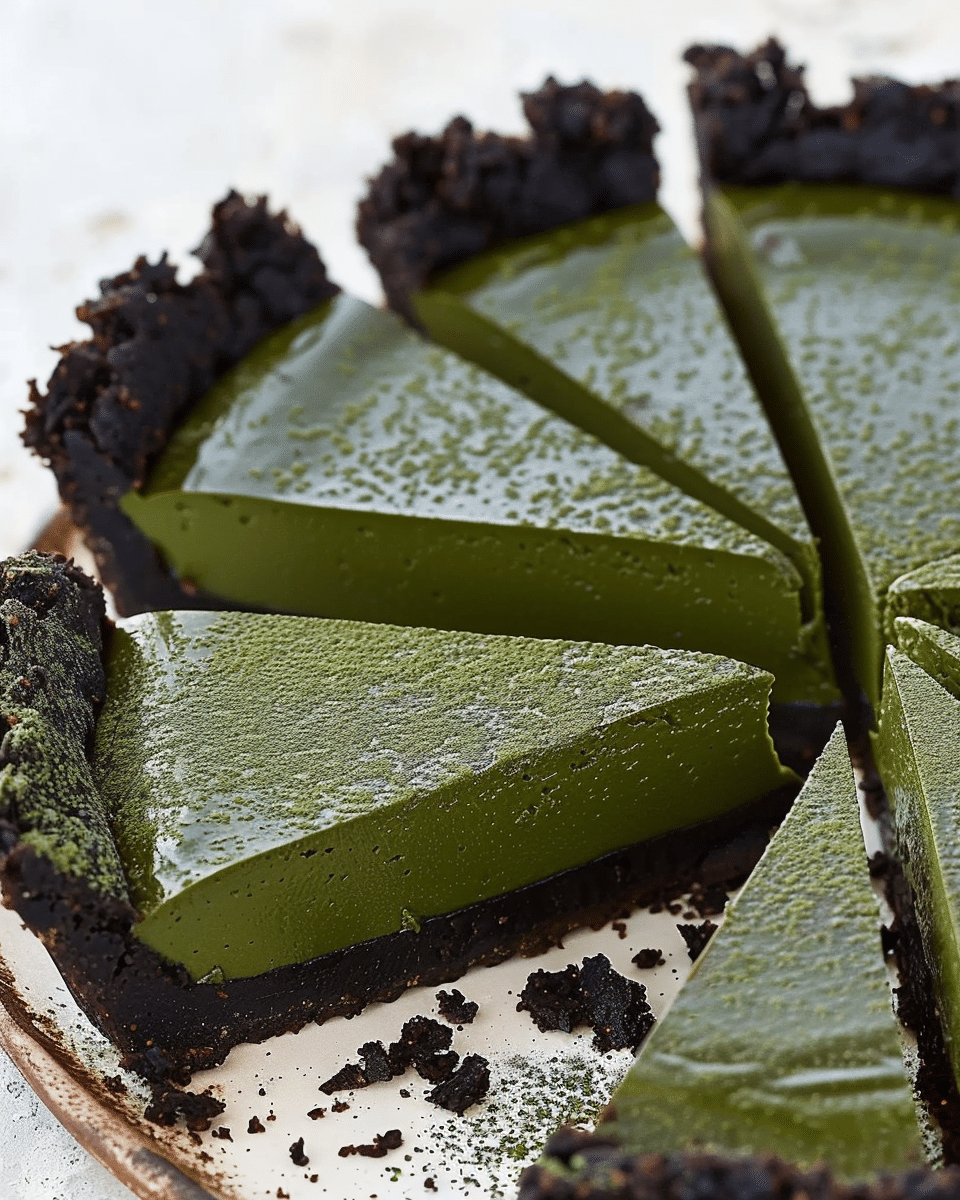Matcha Coconut Custard Tart with Chocolate Crust