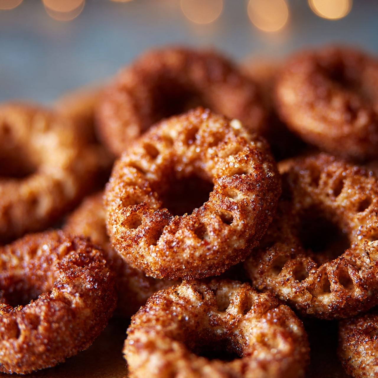 Mini Donut Hot Buttered Cheerios with Cinnamon Sugar