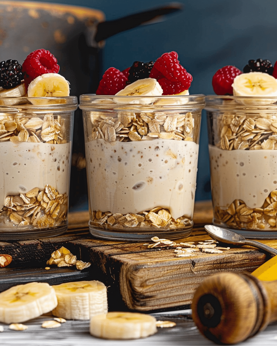 Overnight Oatmeal High-Protein Banana Pudding Parfaits