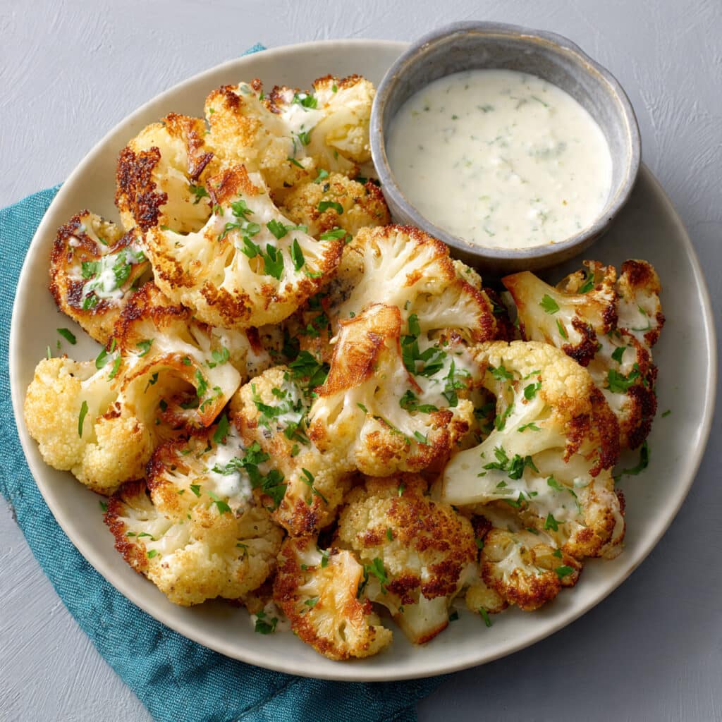 Ruth’s Chris–Style Roasted Cauliflower with Parmesan Cream