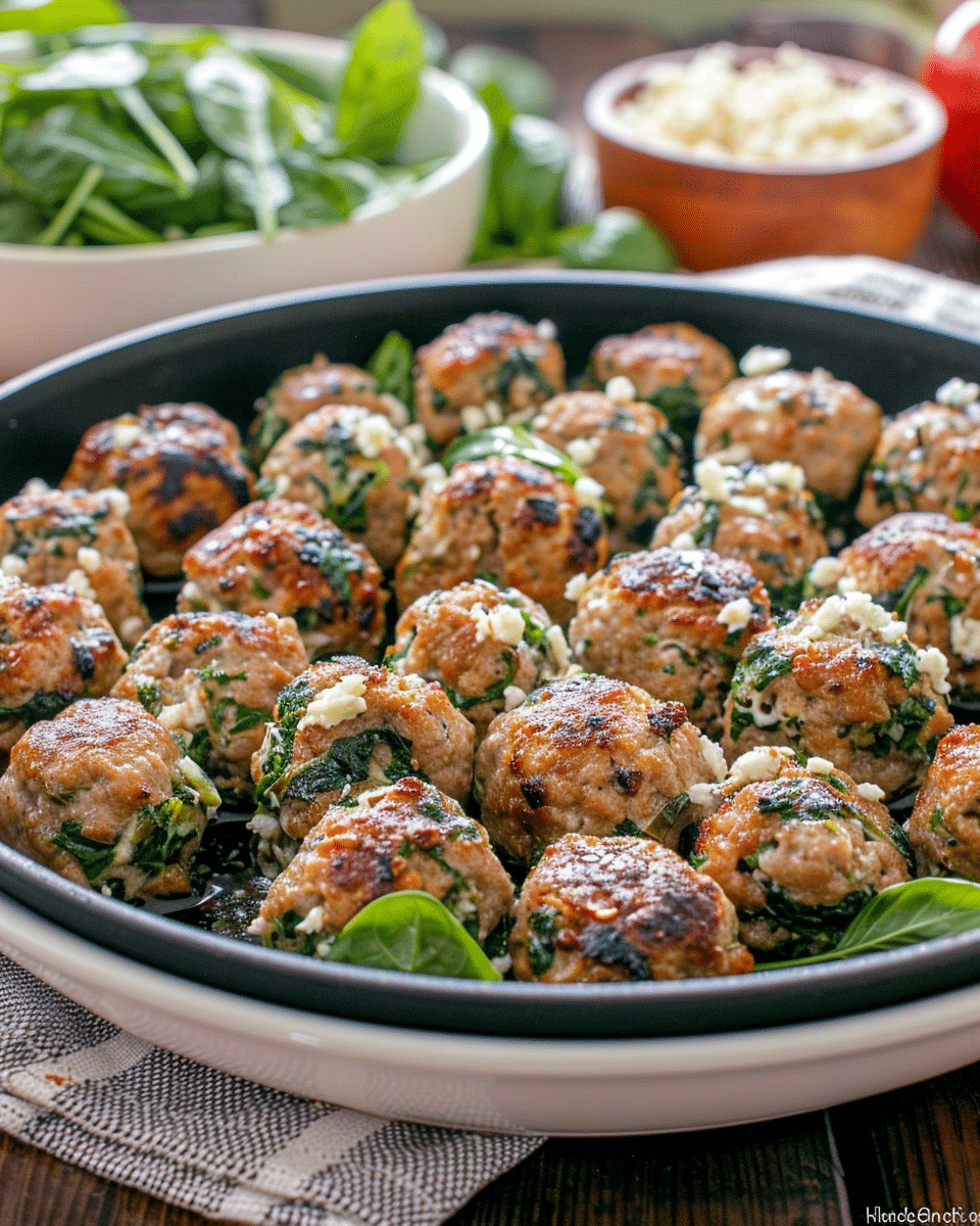 Spinach Feta Turkey Meatballs