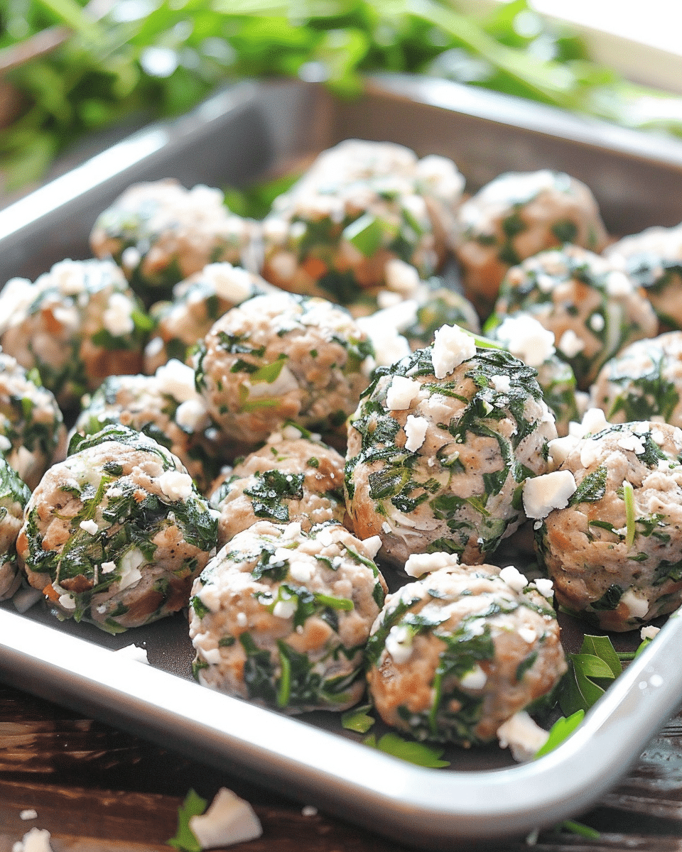 Spinach Feta Turkey Meatballs
