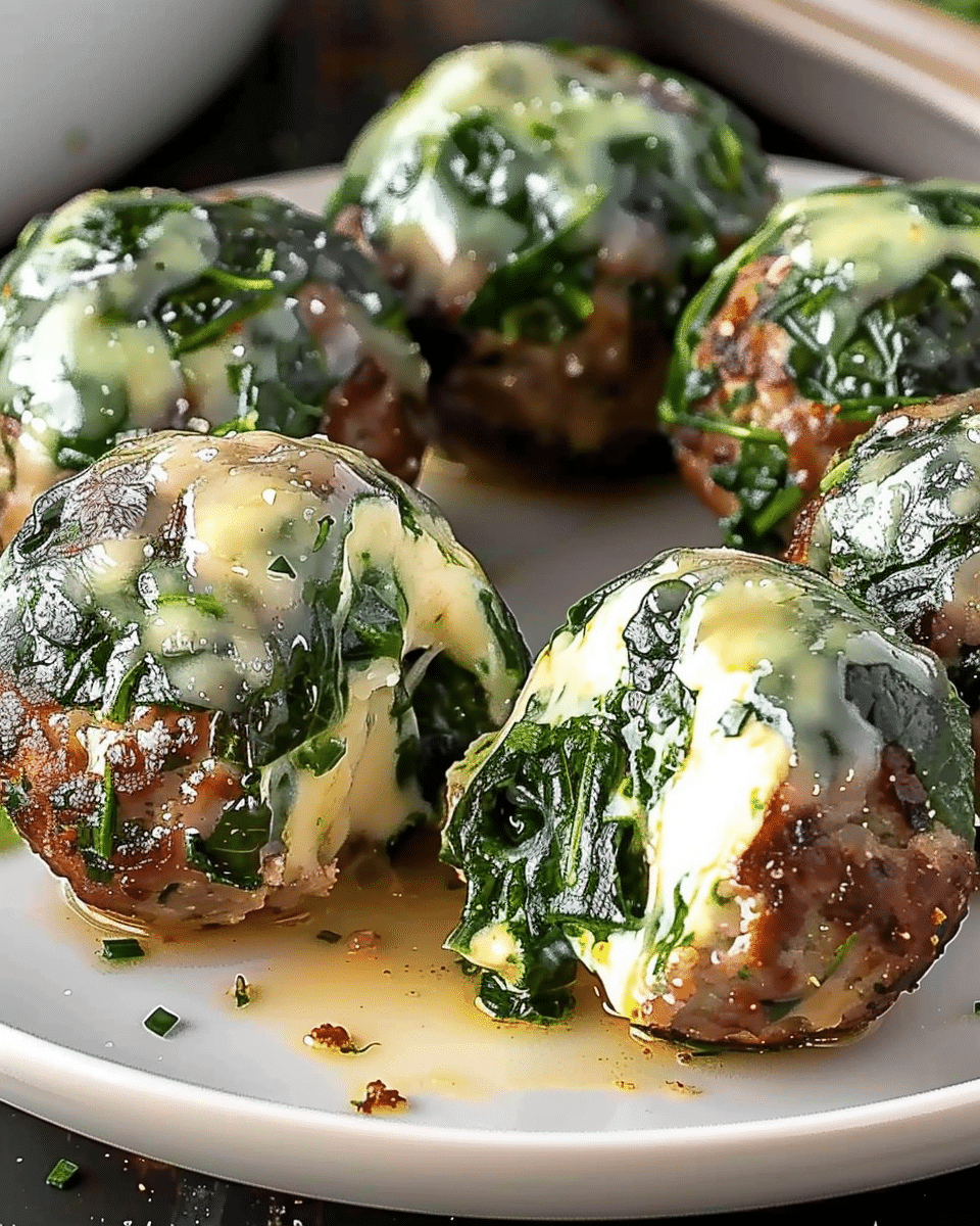 How To Make Spinach Garlic Mozzarella Stuffed Meatballs
