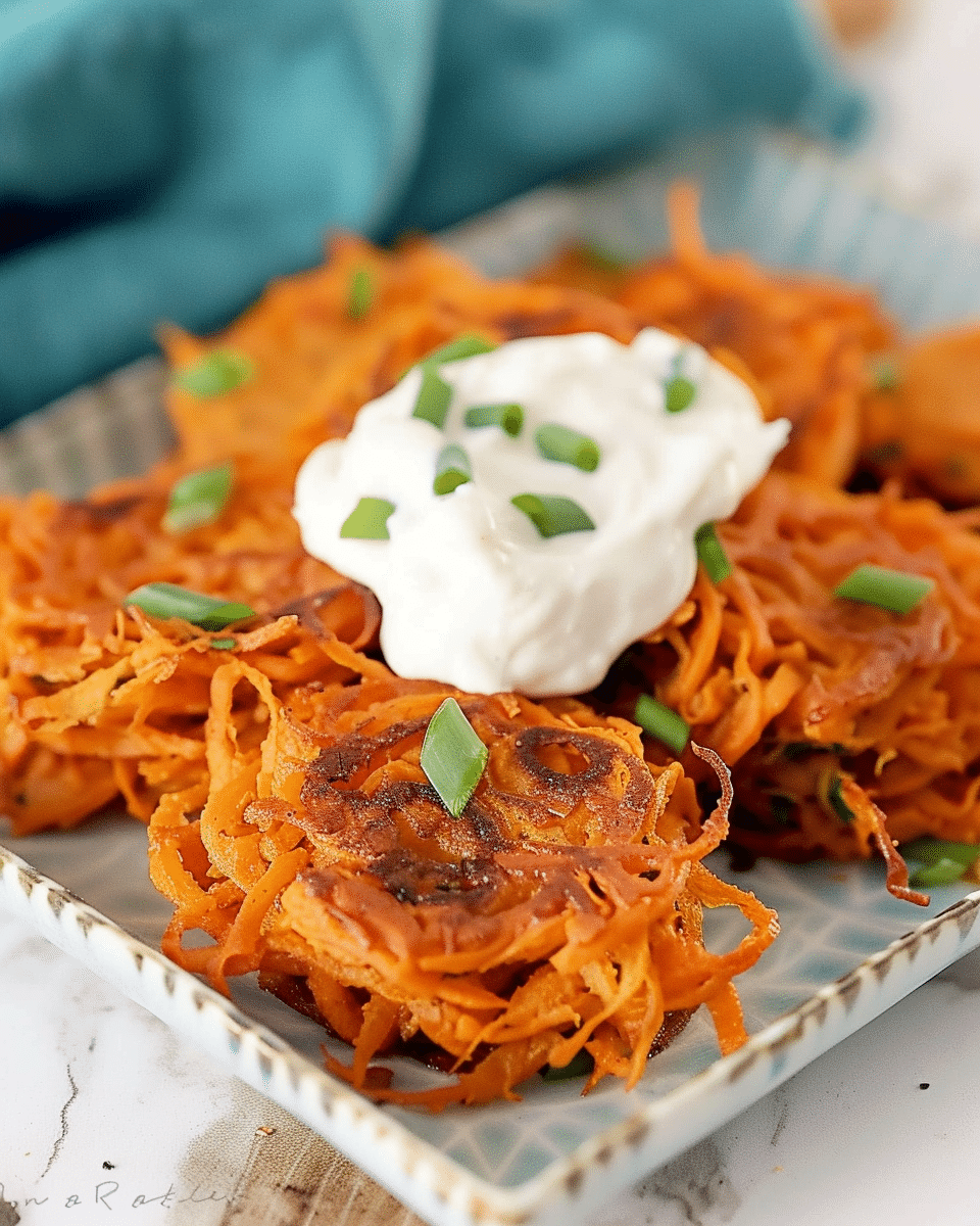 Spiralized Sweet Potato Latkes