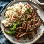Sticky Ginger Beef and Rice Bowls