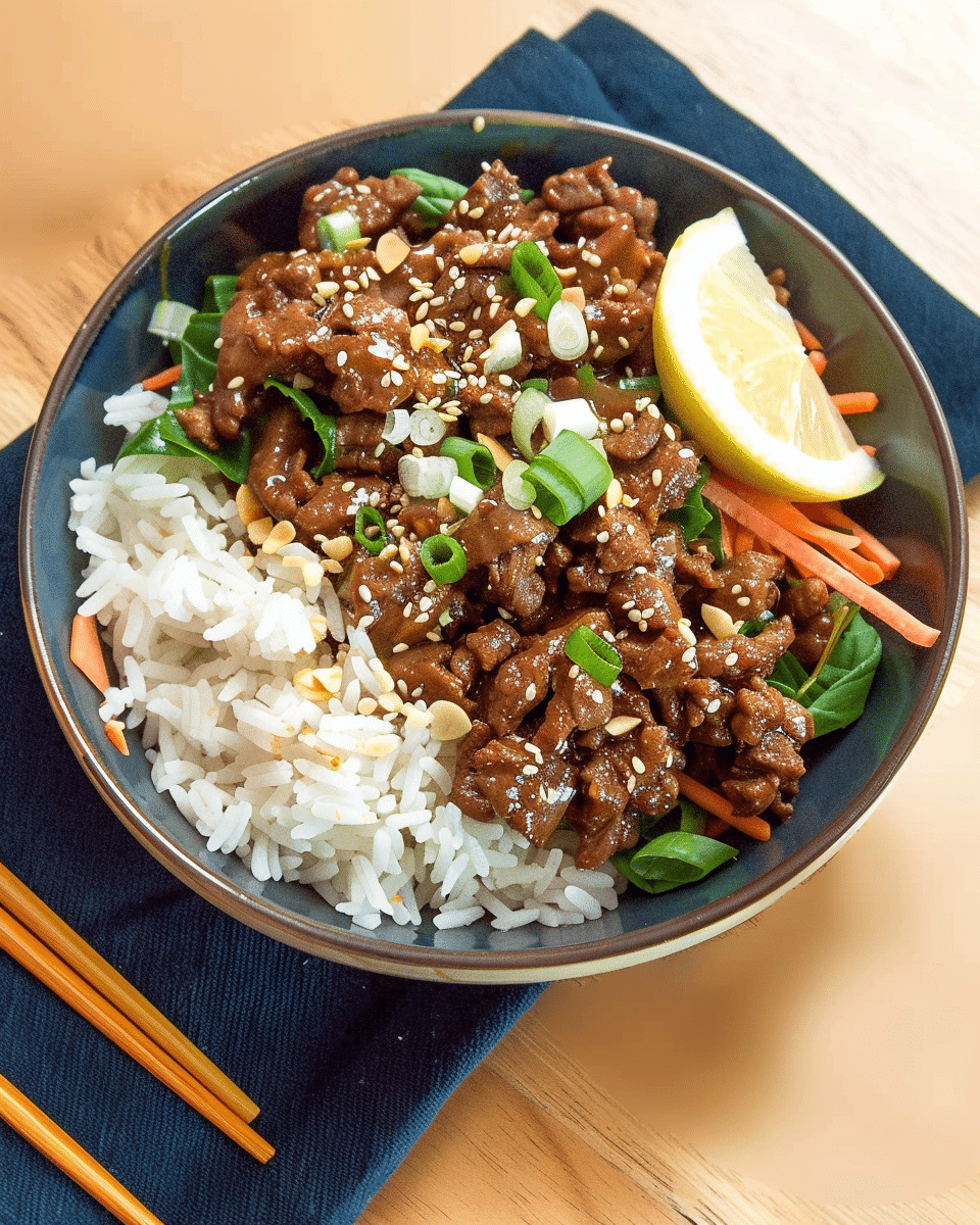 Sticky Ginger Beef and Rice Bowls