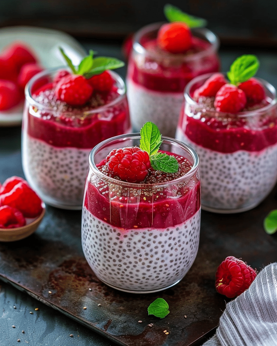 Super-Creamy Chia Pudding with Fresh Raspberry Puree