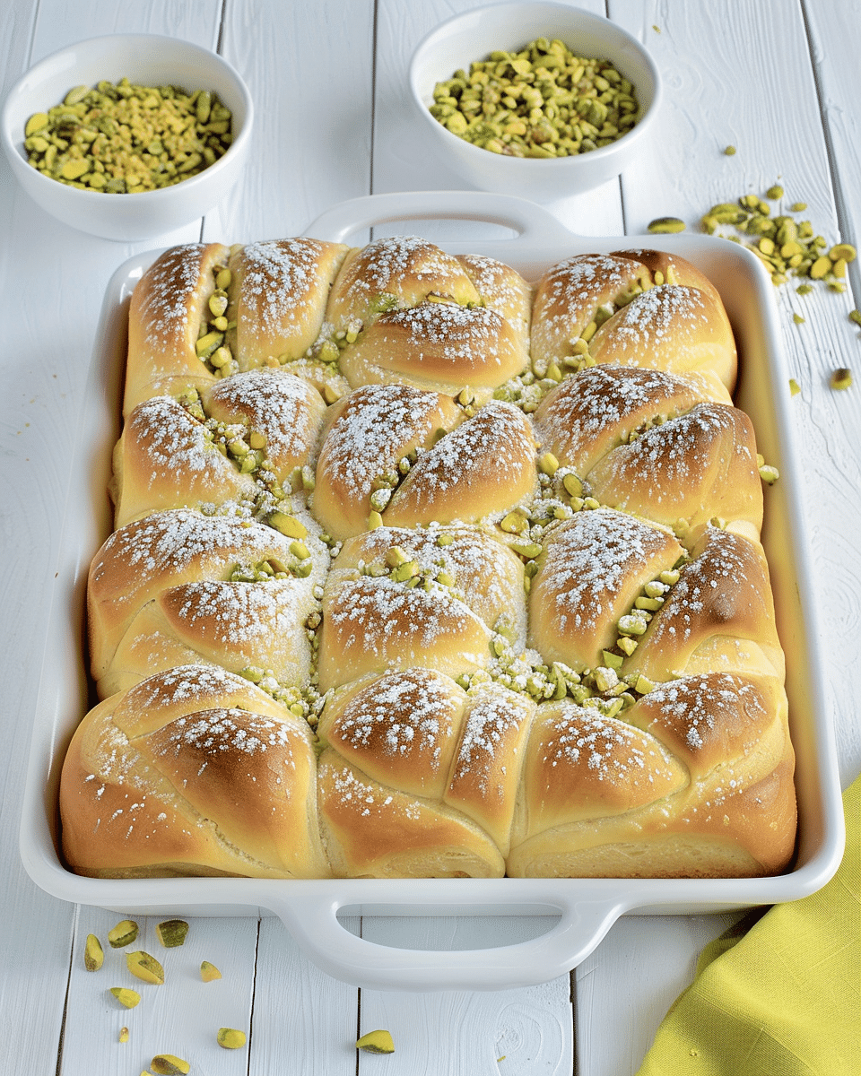 Sweet Pistachio Cream Brioche Rolls