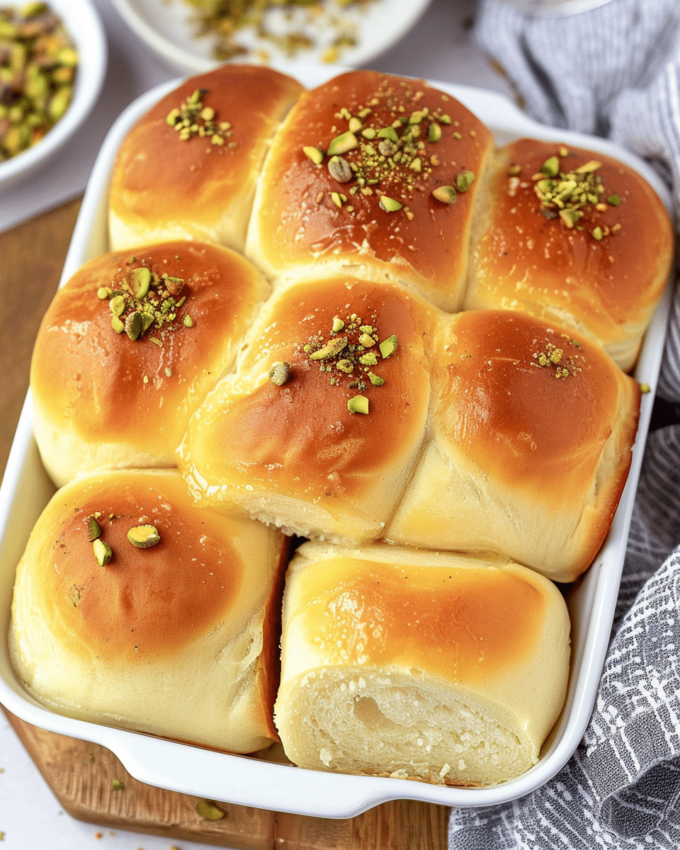 Sweet Pistachio Cream Brioche Rolls