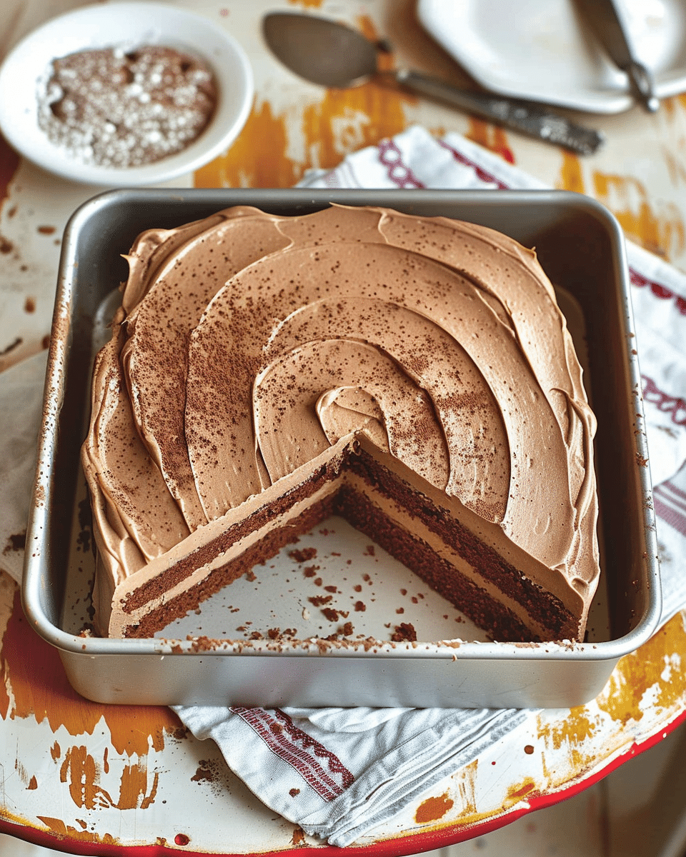 Tahini Sheet Cake with Chocolate Fudge Frosting