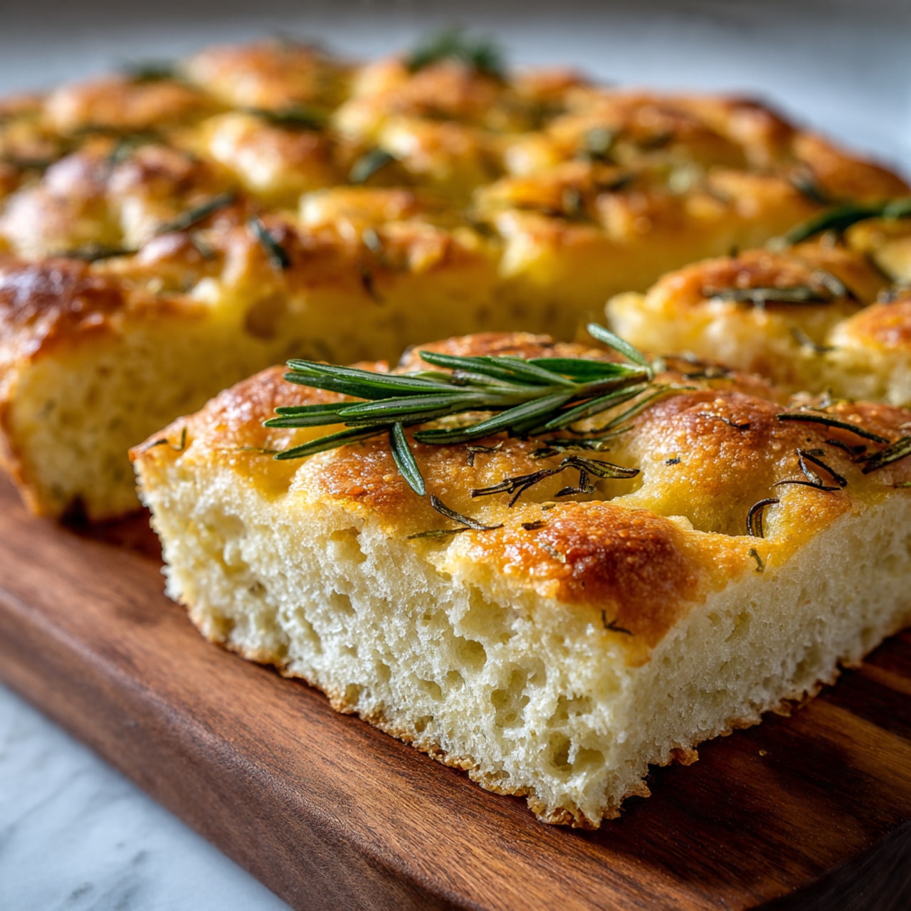 Traditional Italian Focaccia Bread with Rosemary