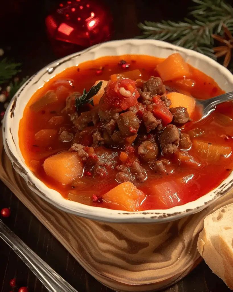 Traditional German Hearty Goulash Soup