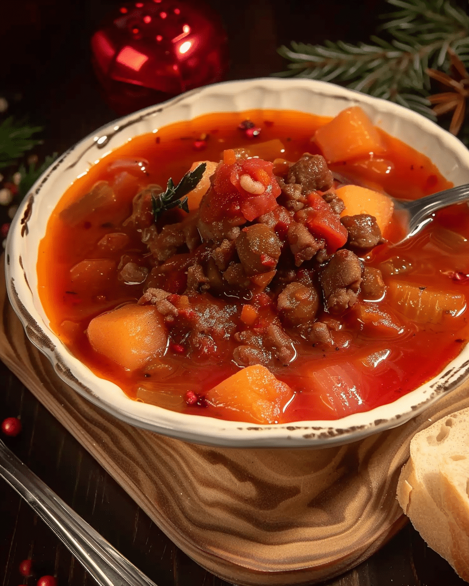 Traditional German Hearty Goulash Soup