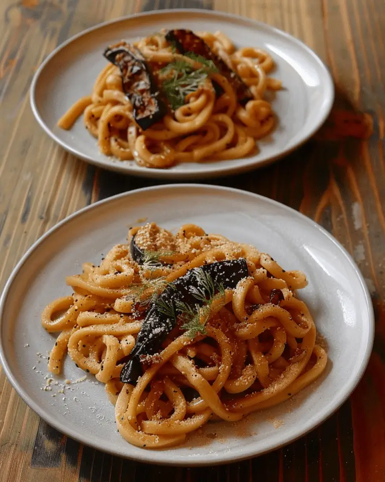 Udon Noodles with Miso Roasted Eggplant (Yaki Udon)