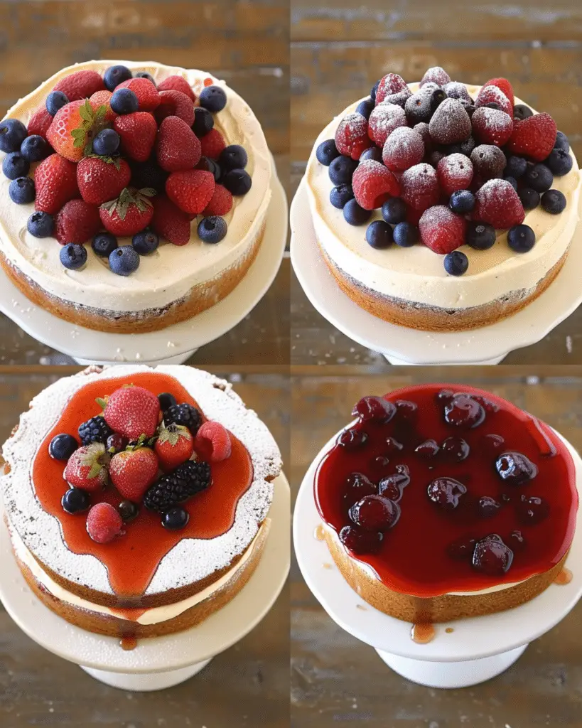 Yogurt Cake with Strawberry Jelly and Berries