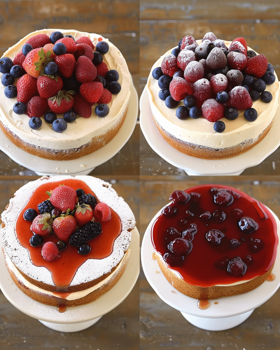Yogurt Cake with Strawberry Jelly and Berries