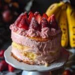 3-Ingredient Strawberry Banana Smoothie Cake