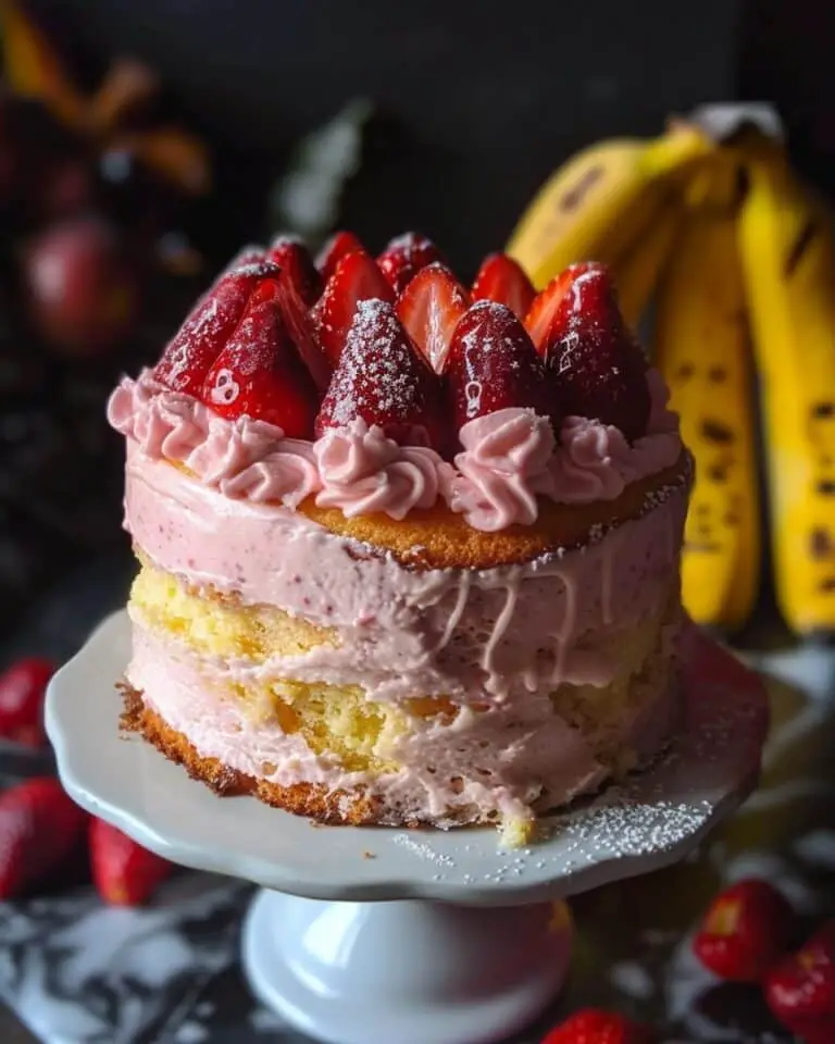3-Ingredient Strawberry Banana Smoothie Cake