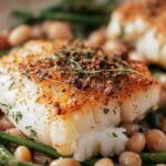 Air Fryer Cod With Herb Crust and Lemony Butter Beans