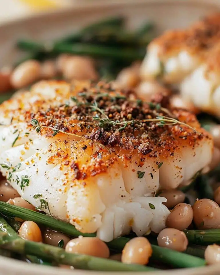 Air Fryer Cod With Herb Crust and Lemony Butter Beans