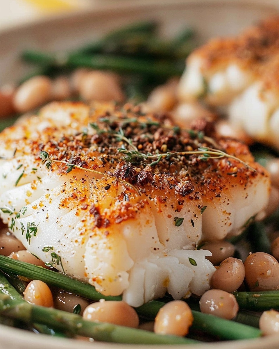 Air Fryer Cod With Herb Crust and Lemony Butter Beans