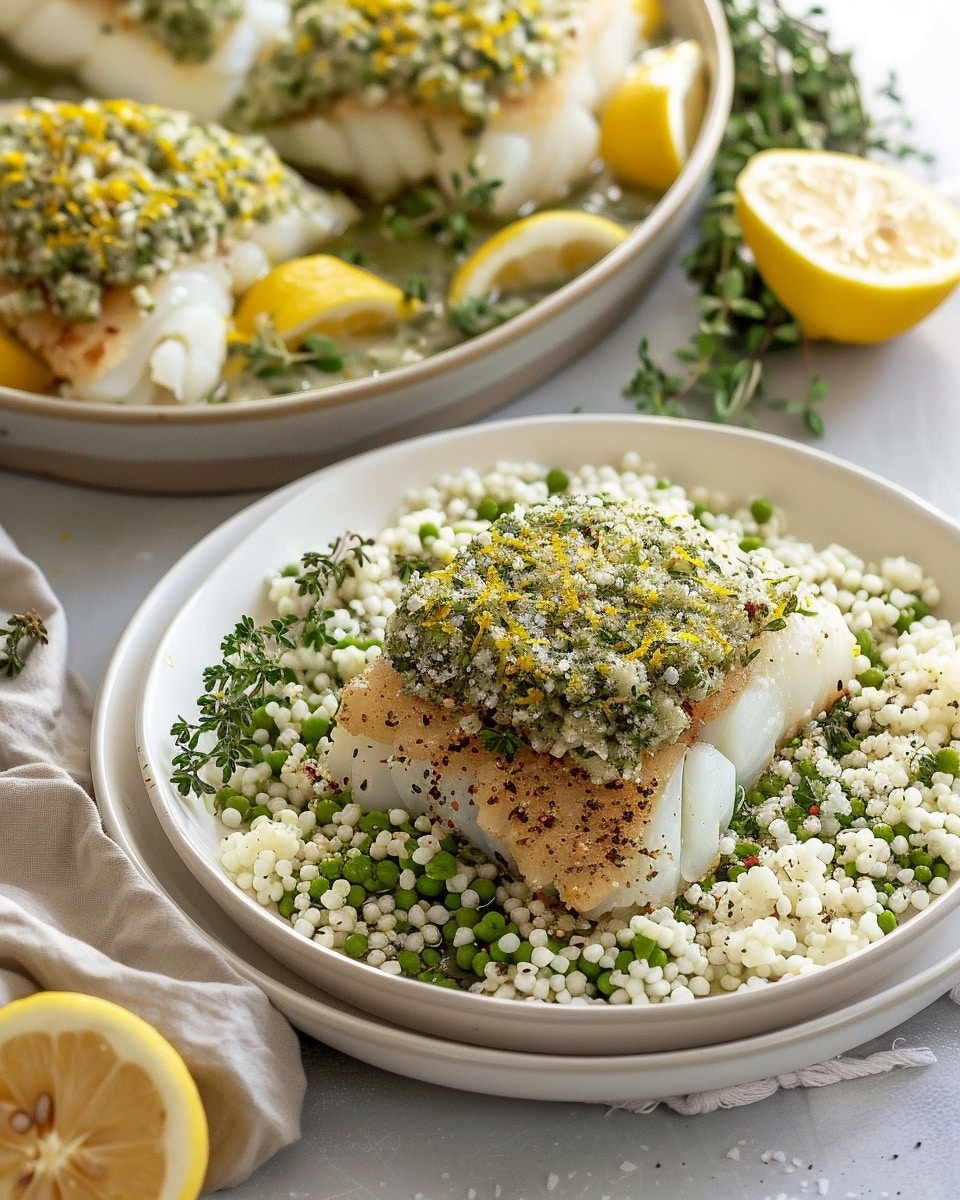 Air Fryer Cod With Herb Crust and Lemony Butter Beans