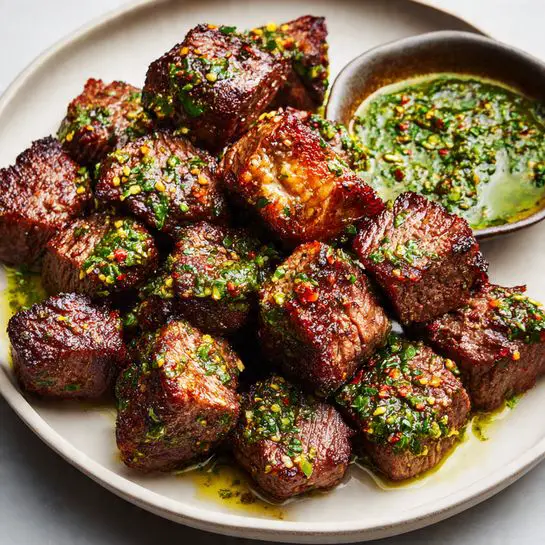 Air Fryer Steak Bites with Chimichurri