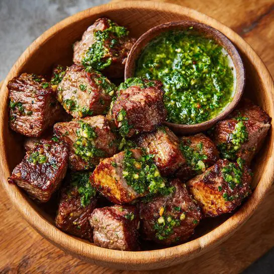 Air Fryer Steak Bites with Chimichurri
