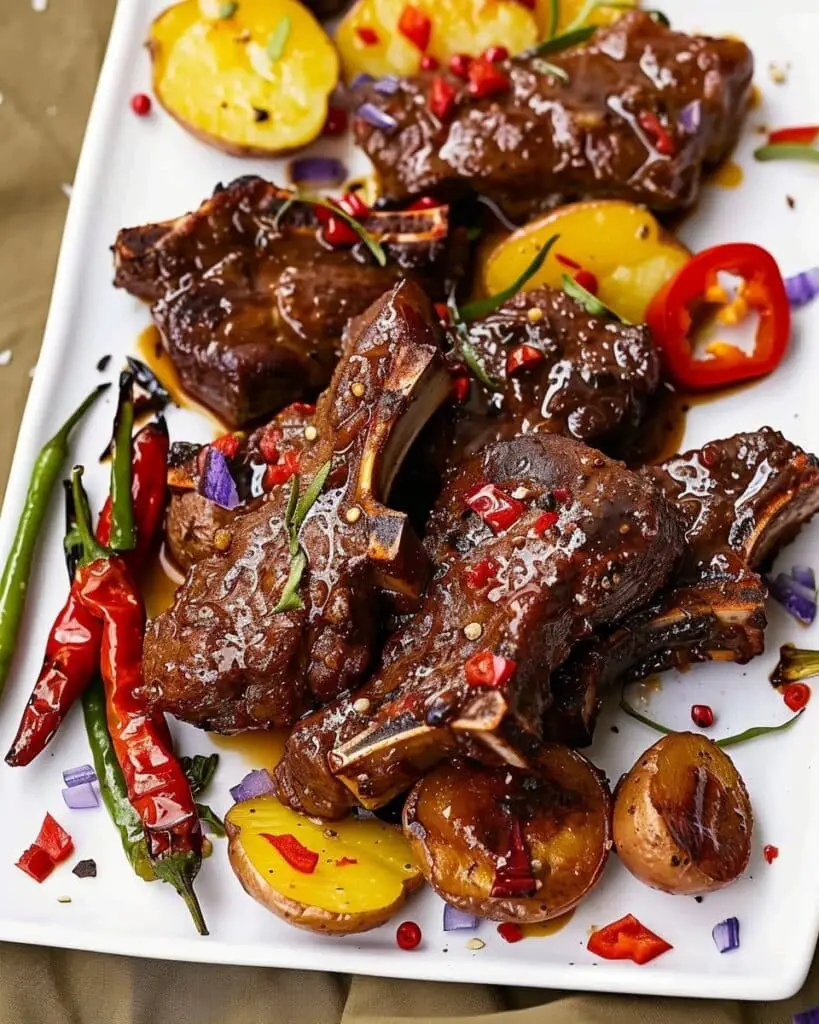 Baked Lamb Chops with Potatoes and Peppers